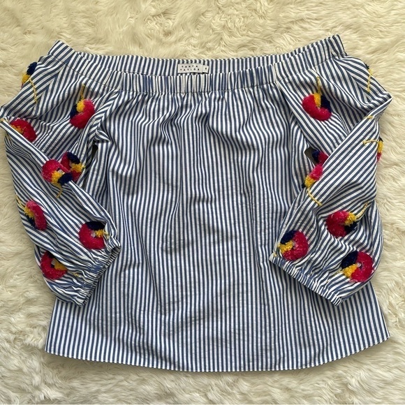 Tanya Taylor x Revolve Top Michele Striped Off-the-Shoulder Embroidered 8 - Picture 7 of 12